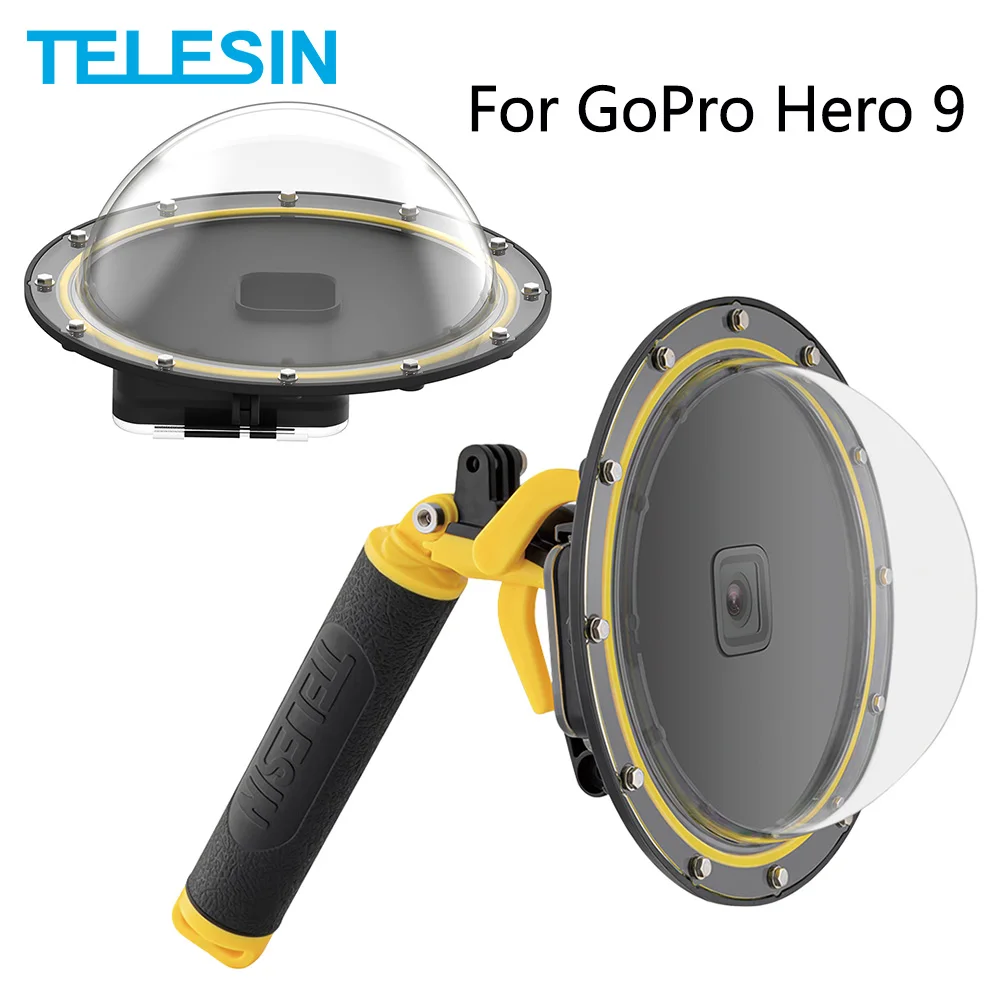 

TELESIN For GoPro Hero 10 Hero 9 Accessories 6'' Dome Port 30M Waterproof Housing Case With Floating Handle Trigger Diving Cover