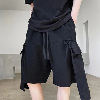 

Штаны-шорты летние, с объемными карманами, на шнуровке