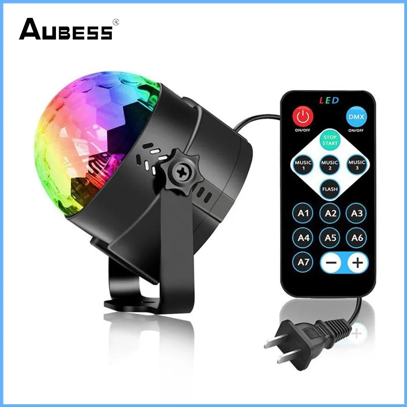 

Sound Activated Rotating Disco Ball Party Lights Strobe Light 3W RGB LED Stage Lights For Christmas Home KTV Xmas Wedding Show
