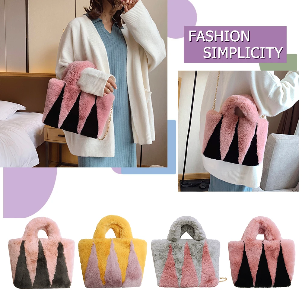 Women Soft Warm Plush Handbags Fluffy Underarm Bags Ladies Daily Leisure Shoulder Top-Handle for Shopping |