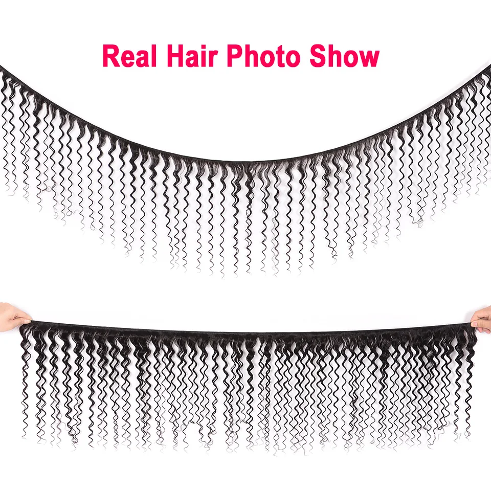 Перуанские глубокие волнистые пучки с фронтальным закрытием 13x4 предварительно