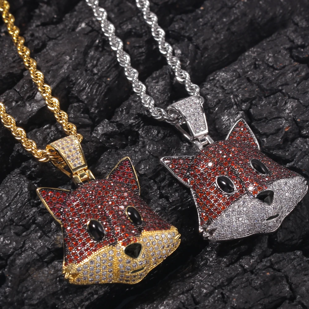 UWIN лиса Полный CZ кулон милый Bling медный материал ожерелье цепь Модные ювелирные изделия Хип-хоп