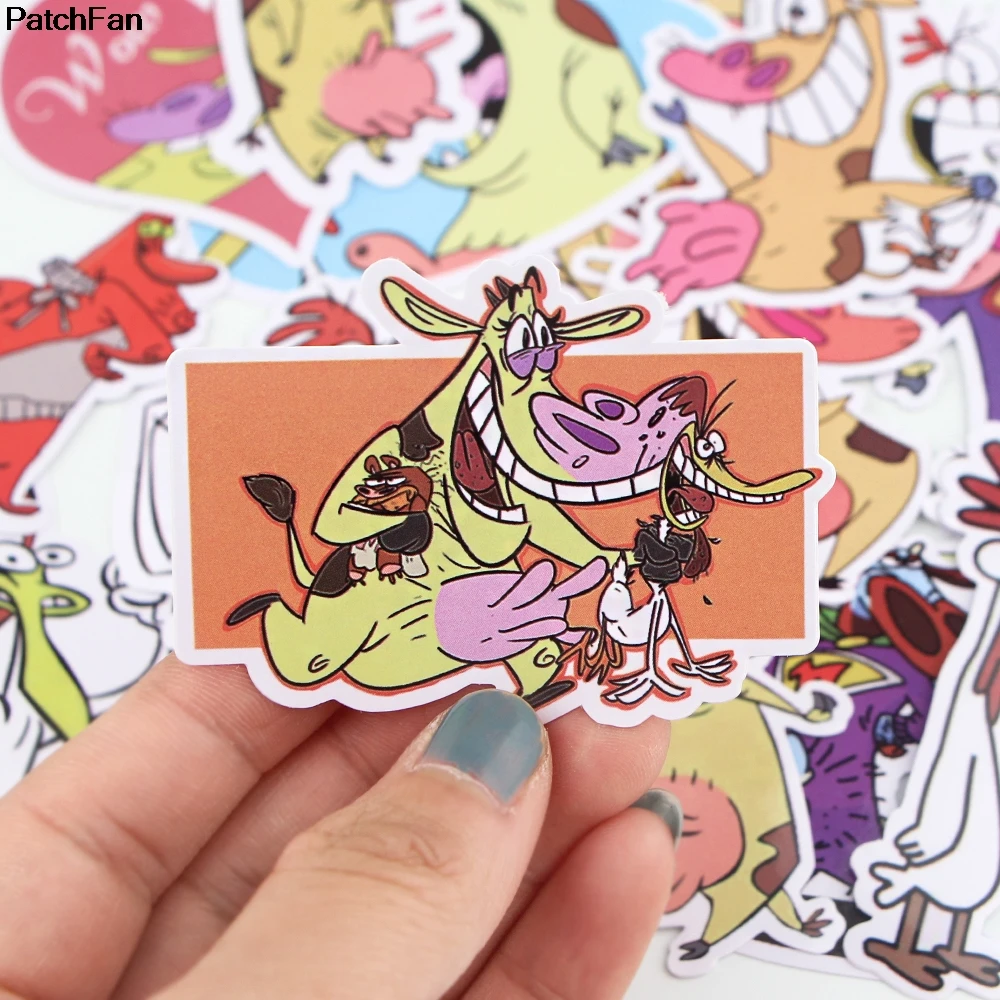 

12set A3661 20pcs Cartoon Chicken And Cow Pvc Waterproof Stickers For Scrapbooking Luggage Skateboard Phone Laptop Wall Guitar