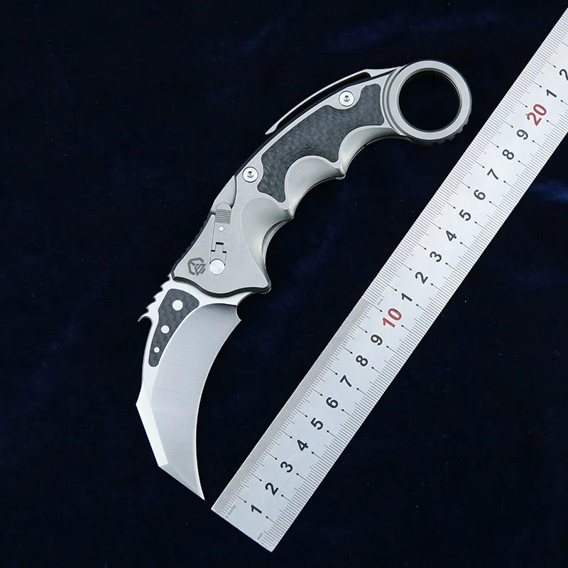 

NKAIED MG pterosaur claw ball brearing Flipper folding knife M390 blade titanium+CF outdoor hunting Survival knives EDC Tools