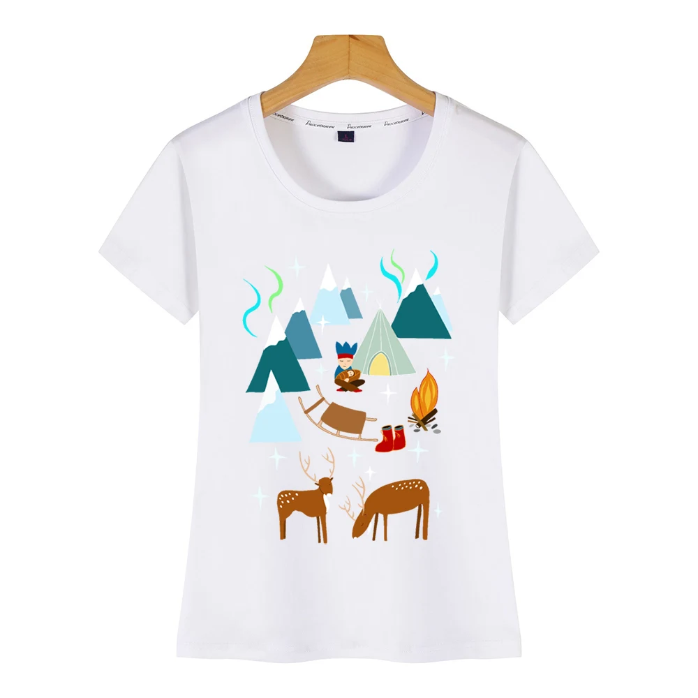 Женская футболка с принтом саами в северной Норвегии ночное время полярным