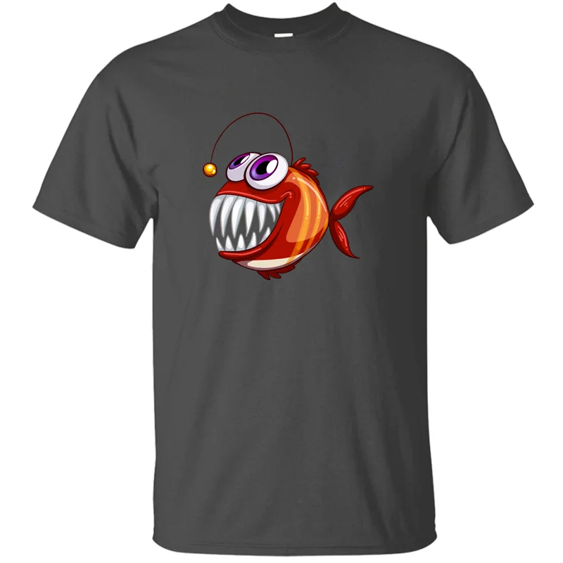 Мужская футболка с надписью Sea Devil Fish круглым вырезом для мужчин размера плюс S-5xl в