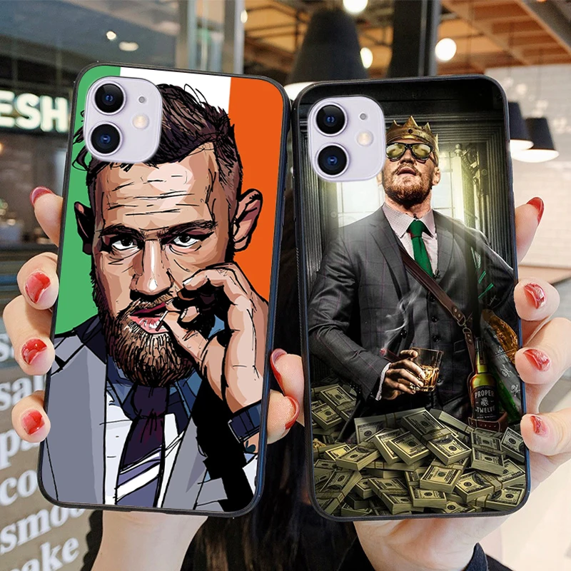 

Soft black silicone phone case for iPhone 12 11 13 Pro X XR XS Max 7 8 Plus SE2020 Conor Mcgregor Boxing King Cover