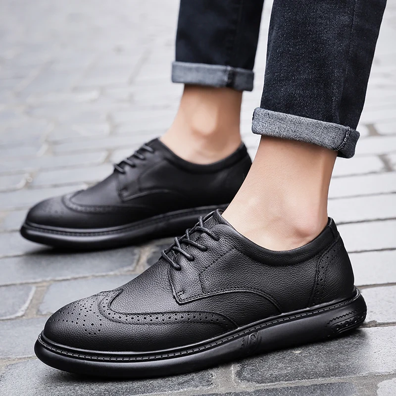 

Casual Sports Shoes Men Casual Shoes Leather Fashion Sneakers Mens Causal Zapatos De Hombre Genuine Sneaker Man Black