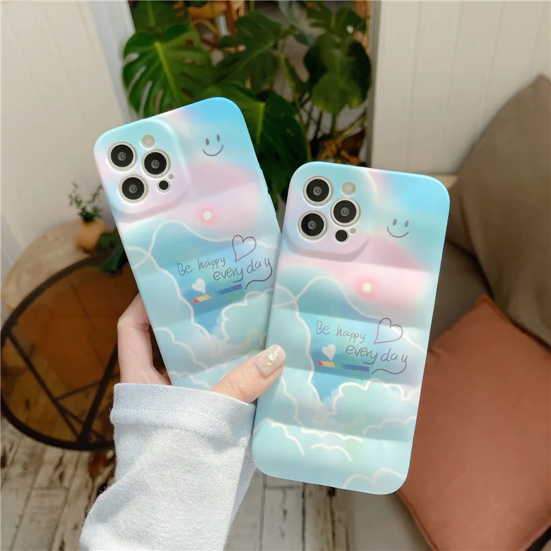 

Pink Blue Sky Cloud Phone Case For iPhone 11 Pro Max 12 13 XR X XS MAX SE20 7 8 Plus Soft tpu Silicone Back Cover Coque