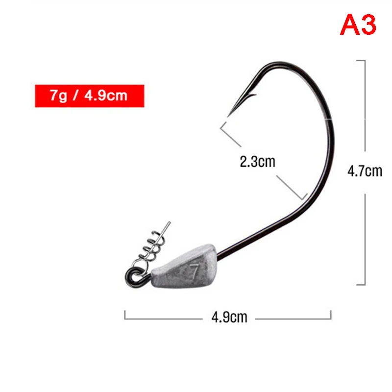 10 шт./лот рыболовные крючки со свинцовой головкой с цилиндрической серебристые