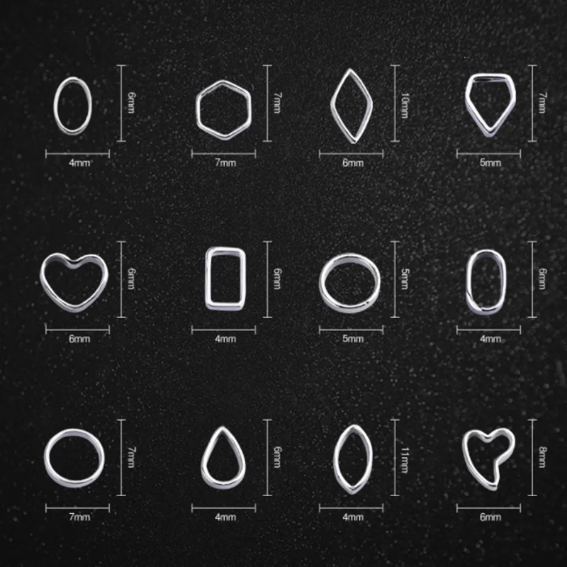 30 шт./упак. Золотой Серебряный ноготь искусство украшения 3D металлические полые