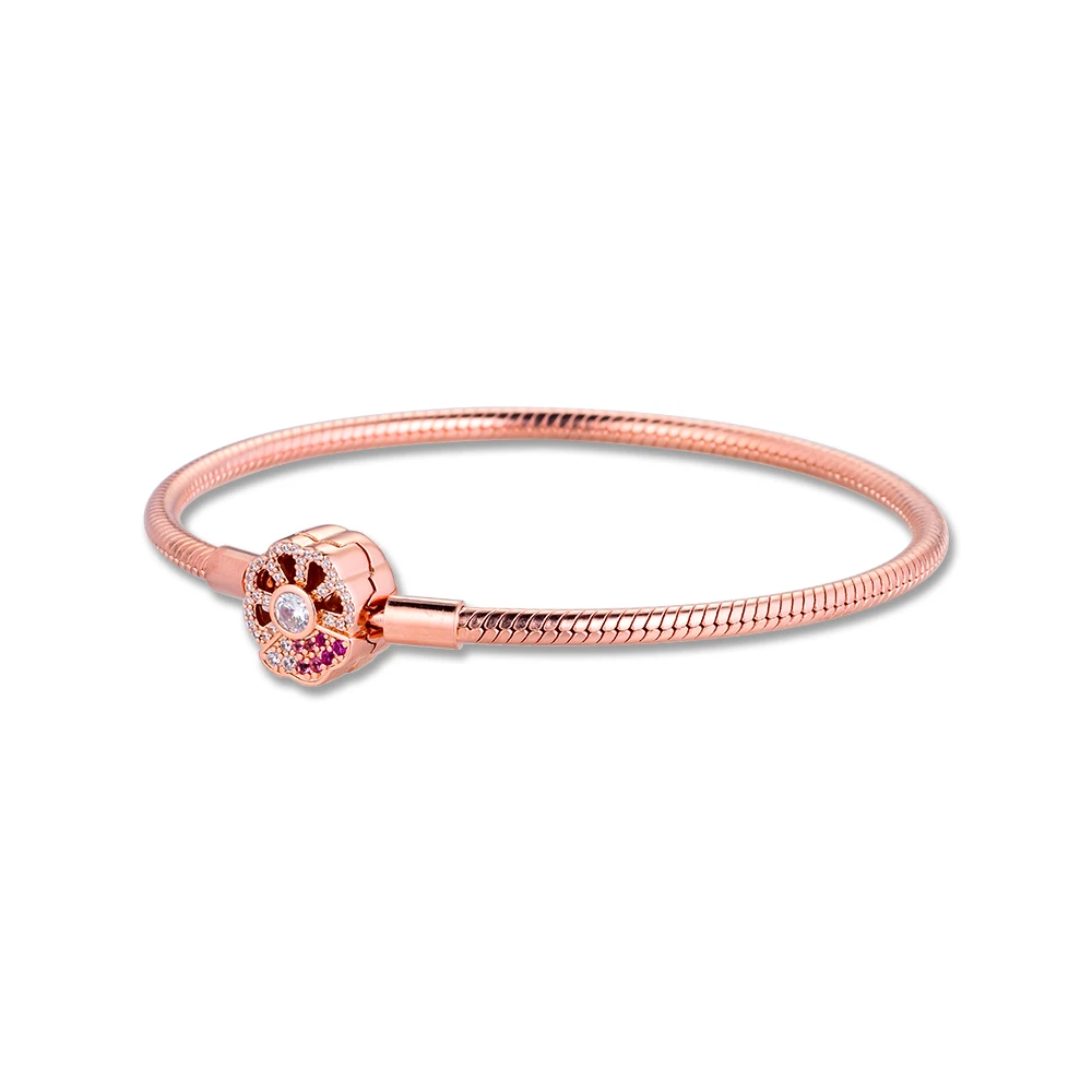 

GPY Bracelet Pink Fan Clasp Snake Chain Bracelets Women Pulseira Hombre Masculina Pulseras Silver 925 Sterling jewelry