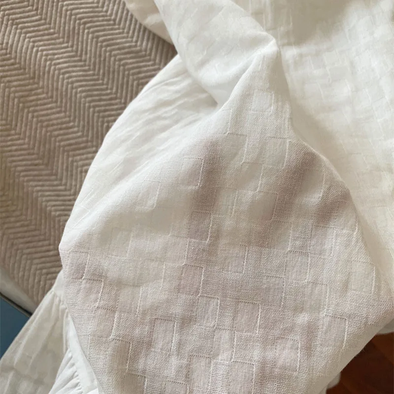 Short Sleeves Nightgown For Women Soft Pure Cotton White Nightie Summer Breathable Lace Night Dress Long Mid-Calf Loose Homewear