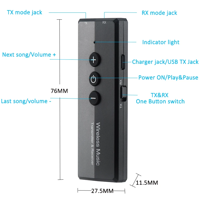 3 в 1 Bluetooth передатчик приемник V5.0 стерео беспроводной адаптер для ТВ ПК комплект