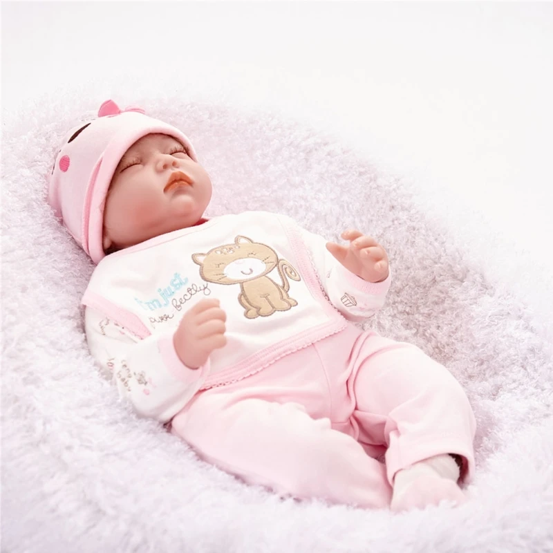 

85DE 22 Inches Looking Lifelike Realistic Baby Silicone Newborn Care Close Eyes Toy for Toddlers Children and the Elderly