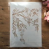 a4 29cm plum tree branches diy layering stencils wall painting scrapbook embossing hollow embellishment printing lace ruler