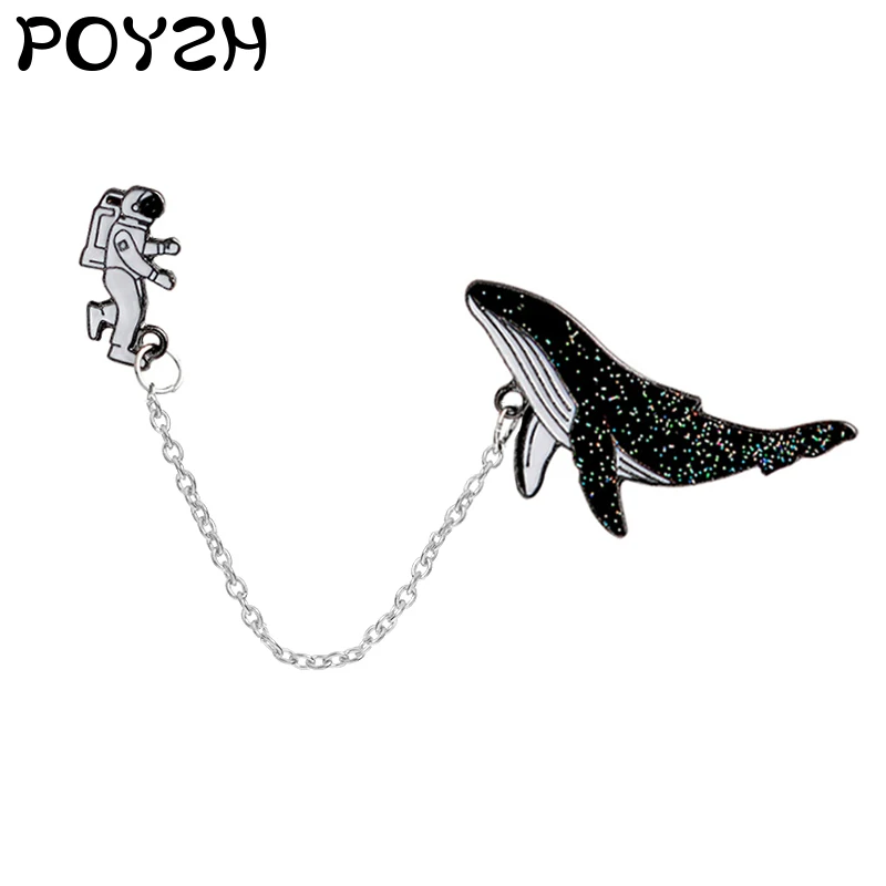 Брошь в виде мультяшного космонавта эмалированная брошь форме Кита Подарочная