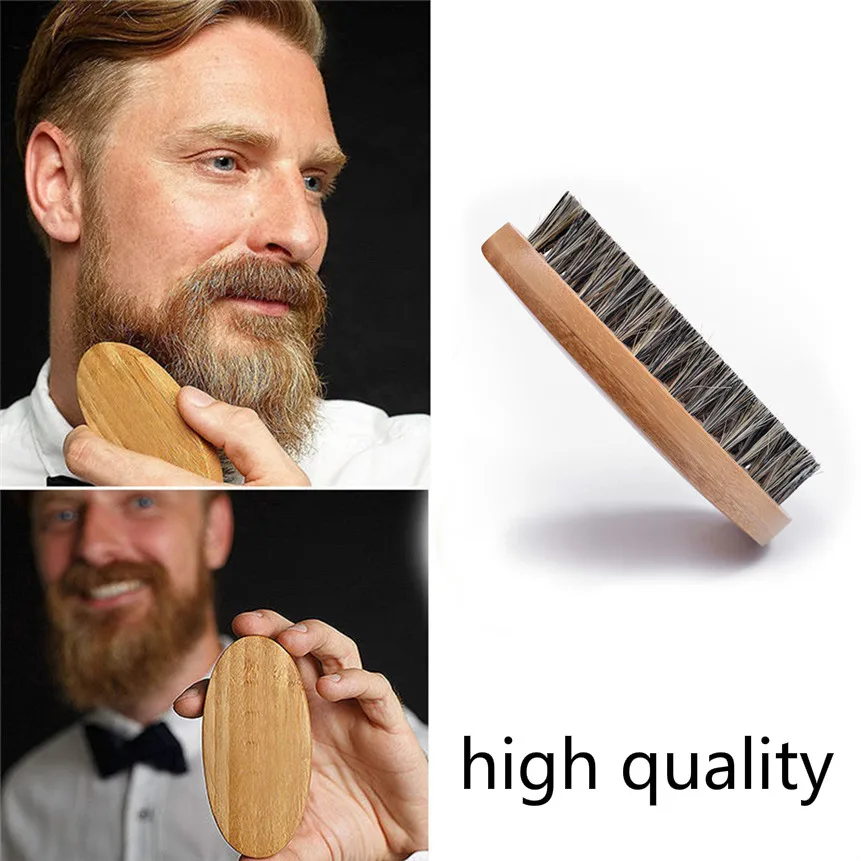 

Щетка для бороды с натуральной щетиной кабана, расческа для бороды и усов, Бамбуковая для массажа лица