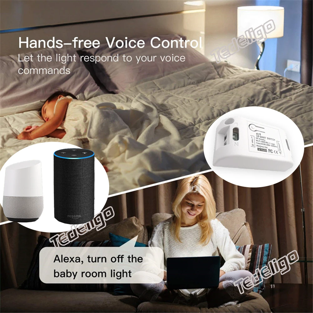 Tuya Smart APP WiFi Touch Wall Switch Light Wireless RF 433Mhz DIY Relay Timer Module Google Home Alexa AC 110V 220V 10A On Off |