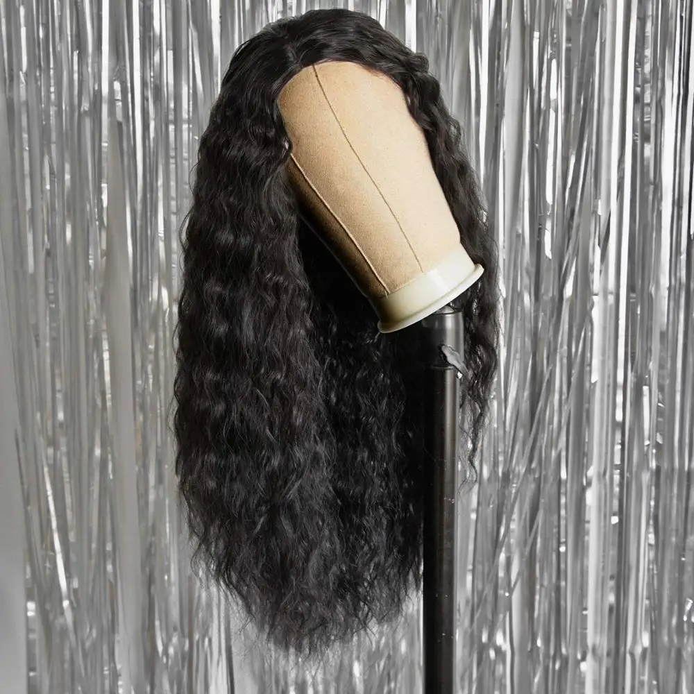 Длинные черные курчавые афро кудрявые вьющиеся человеческие волосы парик на