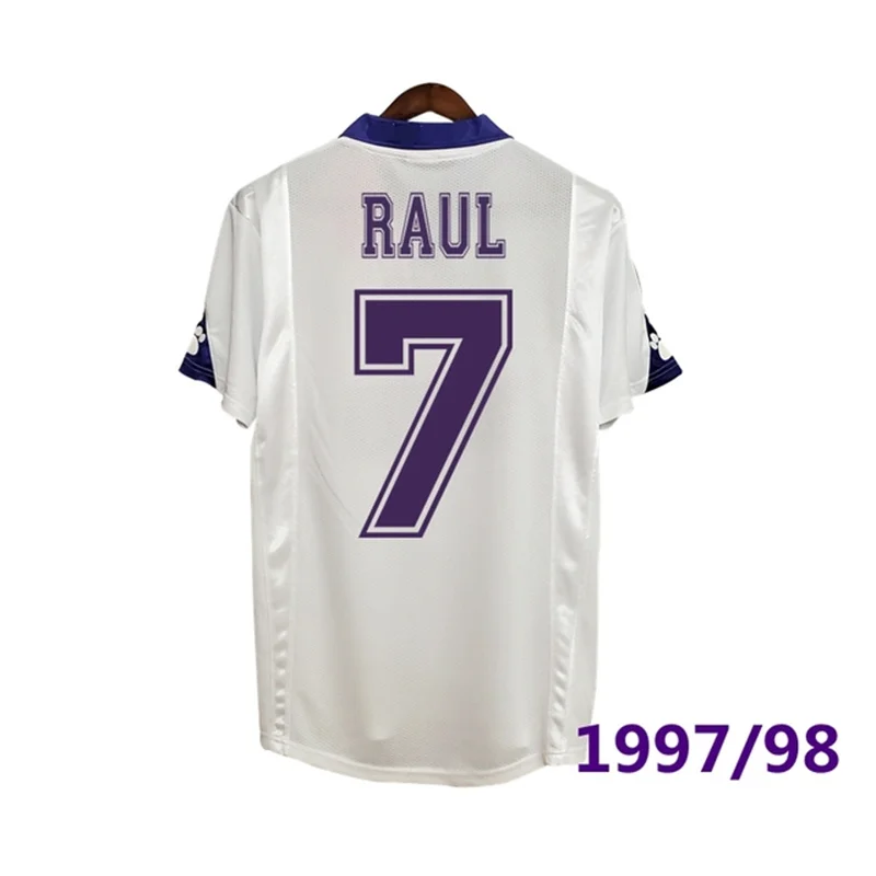 

1997 1998 1999 RETRO SOCCER JERSEY HOME AND AWAY WHITE BLACK RAUL FOOTBALL SHIRTS CAMISETA UNIFORMS IN STOCK