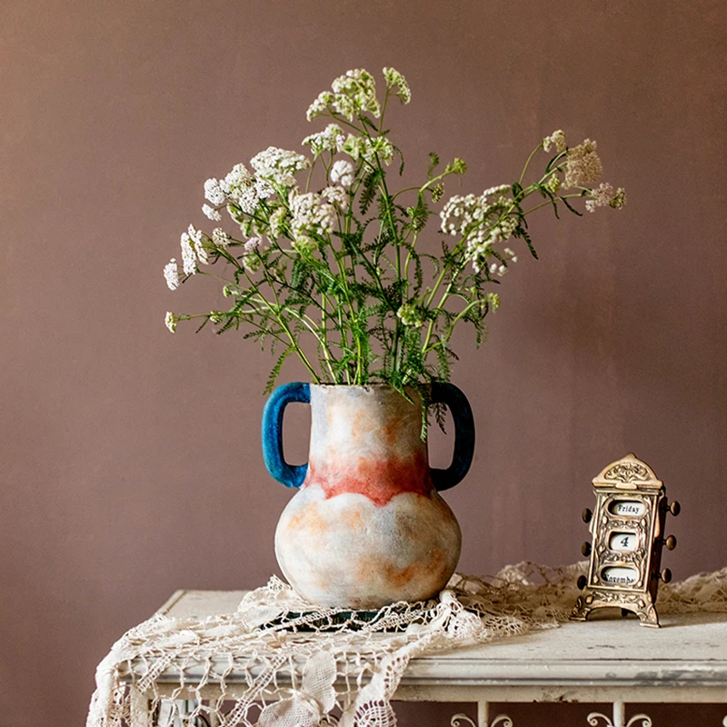 

Керамическая ваза ручной работы, винтажные керамические вазы, искусственные сушеные цветы, настольные Украшения, цветочный горшок, вазар