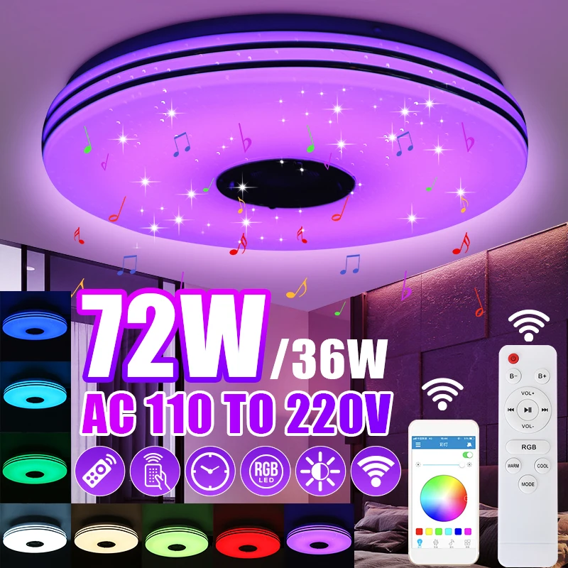 

36W 72W Modern RGB LED Ceiling Lamp Home Lighting APP bluetooth Music Light Bedroom Lamp Smart Ceiling Light With Remote Control