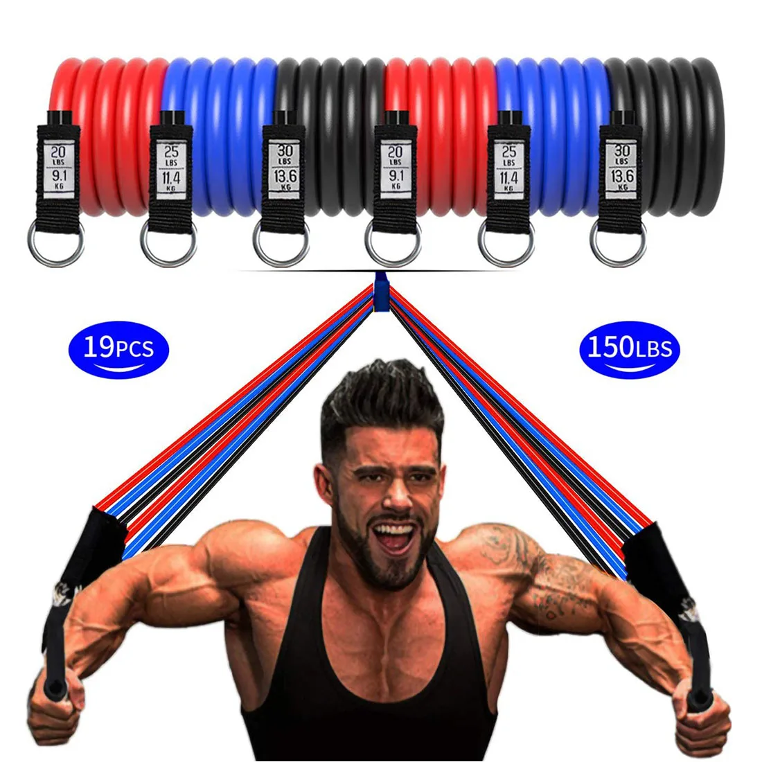 

Resistance Bands Pull up Workout Exercise Set Door Anchor for Men Women Home Gym Equipment Arms Legs Chest Muscle Trainer