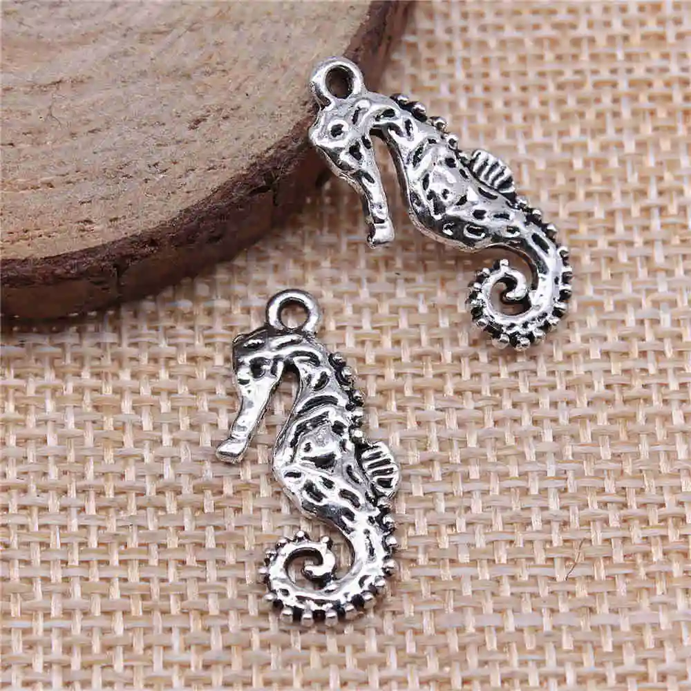 

Jewelery Pendants Making Charms For Jewelry 20pcs Hippocampus Charms 12x25mm Antique Silver Plated