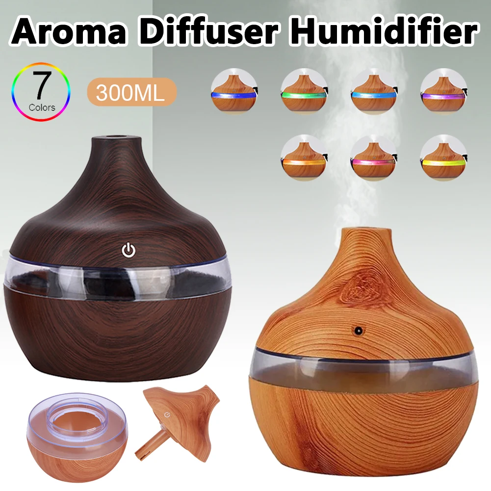 Electric Ultrasonic Humidifier Essential Aroma Oil Diffuser Wood Grain Air Humidifier USB Mini Mist Maker Home Humidifier