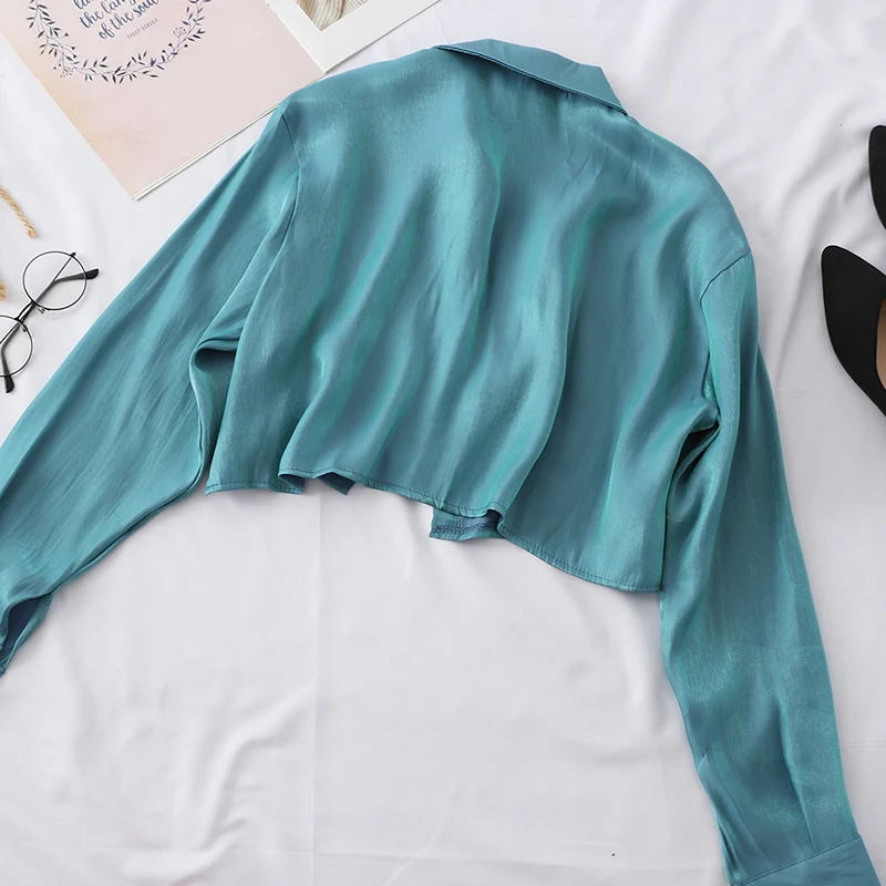 Женская кожаная блузка Heliar Повседневная Блузка с длинными рукавами и пуговицами