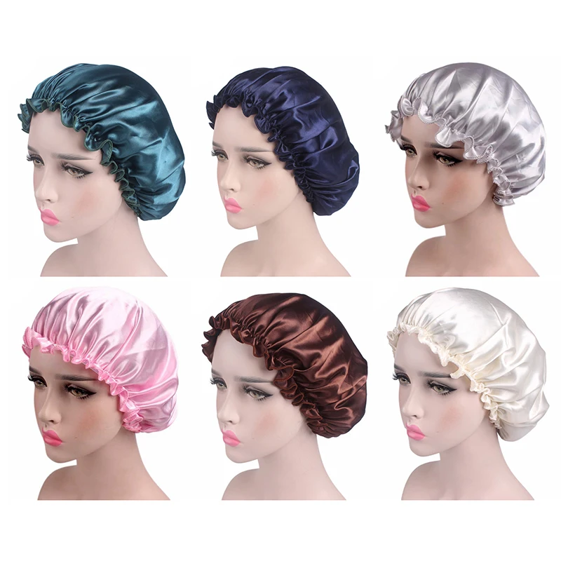 

Регулируемая Шапочка для душа s Hair Атласная шапочка для сна шапочка для душа взрослая Женская шапочка для ночного сна головной убор