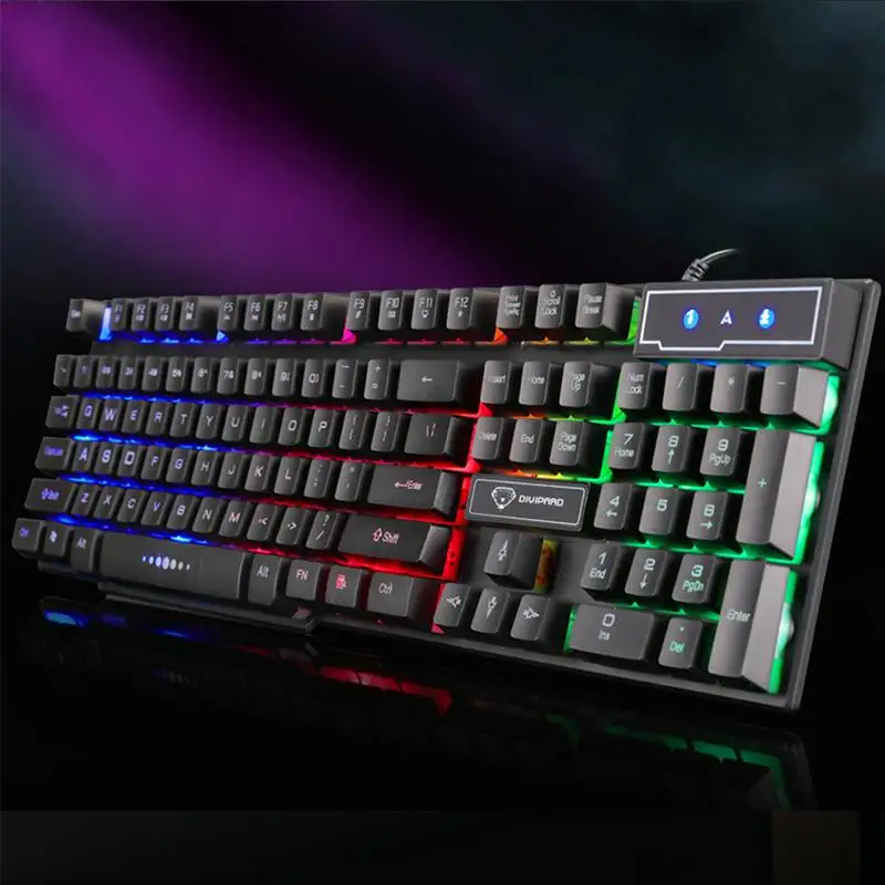 

104 ключей механическая клавиатура USB проводной светодиодный подсветкой Gamer Gaming Keyboard механическая клавиатура для настольных компьютеров Вод...