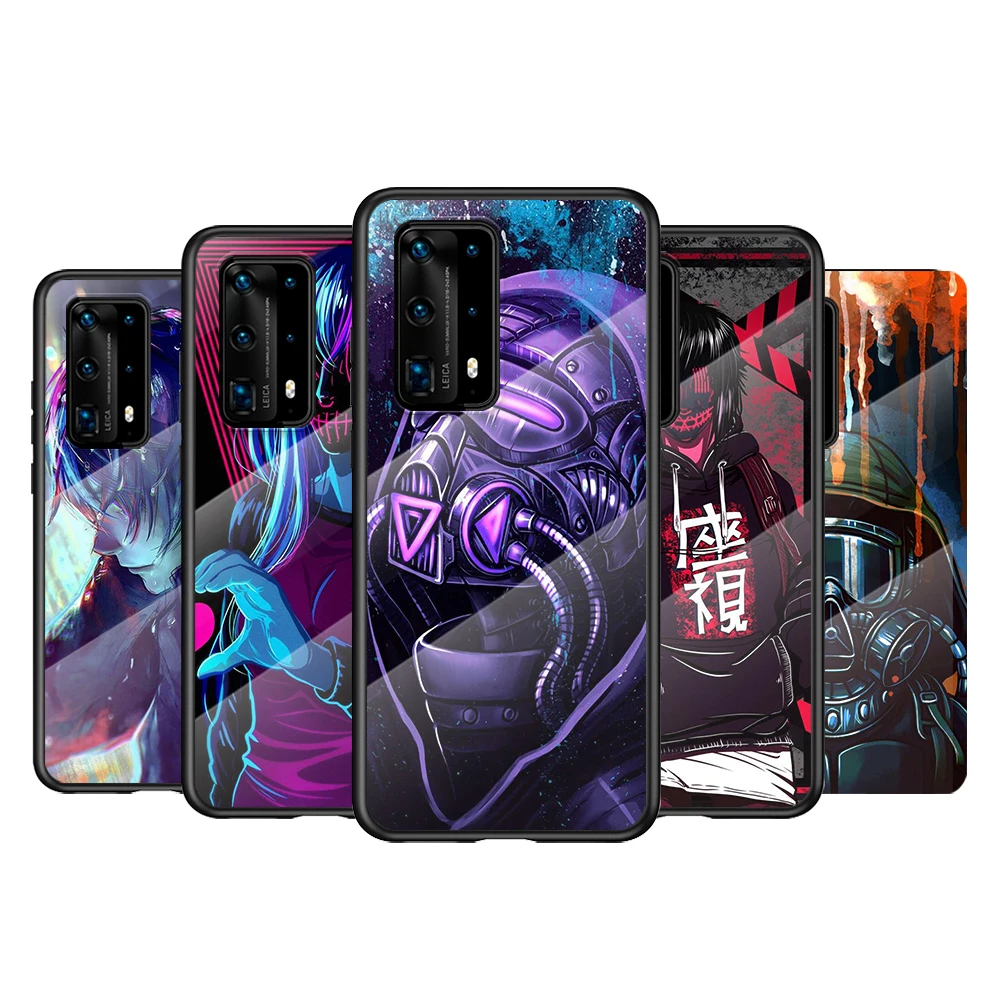 

Tempered Glass Cover Face mask style future For Huawei P40 P30 P20 P10 Pro Plus Lite 5G 2019 Phone Case