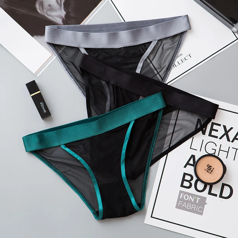 

2020 New Hot Sale Women Seamless Mesh Solid Mid Height Sexy Underwear Lace G String Femmes Intimate Panties Briefs Thong Tangas