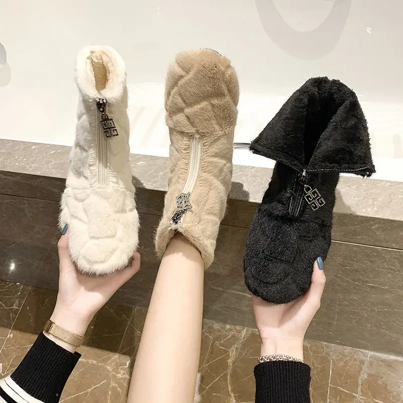 

Winter Shoes Women Warm Snow Boots with Fur Fashion Brand Ladies Footware Black with Fur Female Plush Botas Mujer Invierno 2021