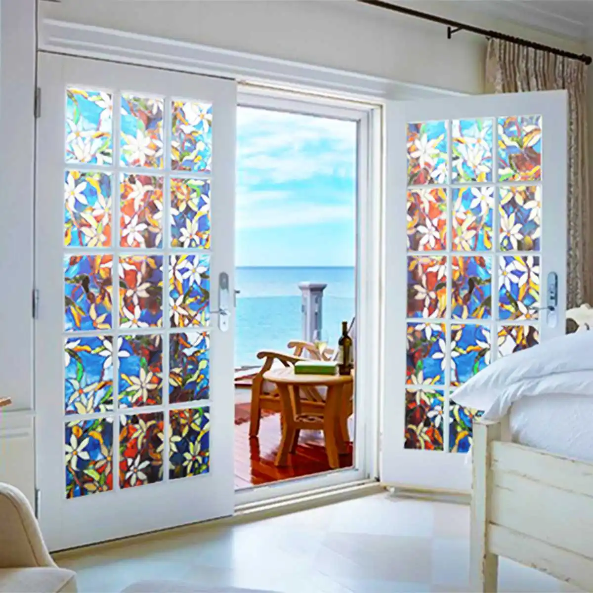 

Window Privacy Film Rainbow Window Clings Decorative Vinyl Stained Glass Window Decals Static Cling Window Sticker Non-Adhesive