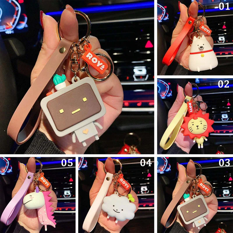Мультфильм милые фигурки автомобильный брелок для ключей с женский Стиль Сумки из натуральной кожи в форме
