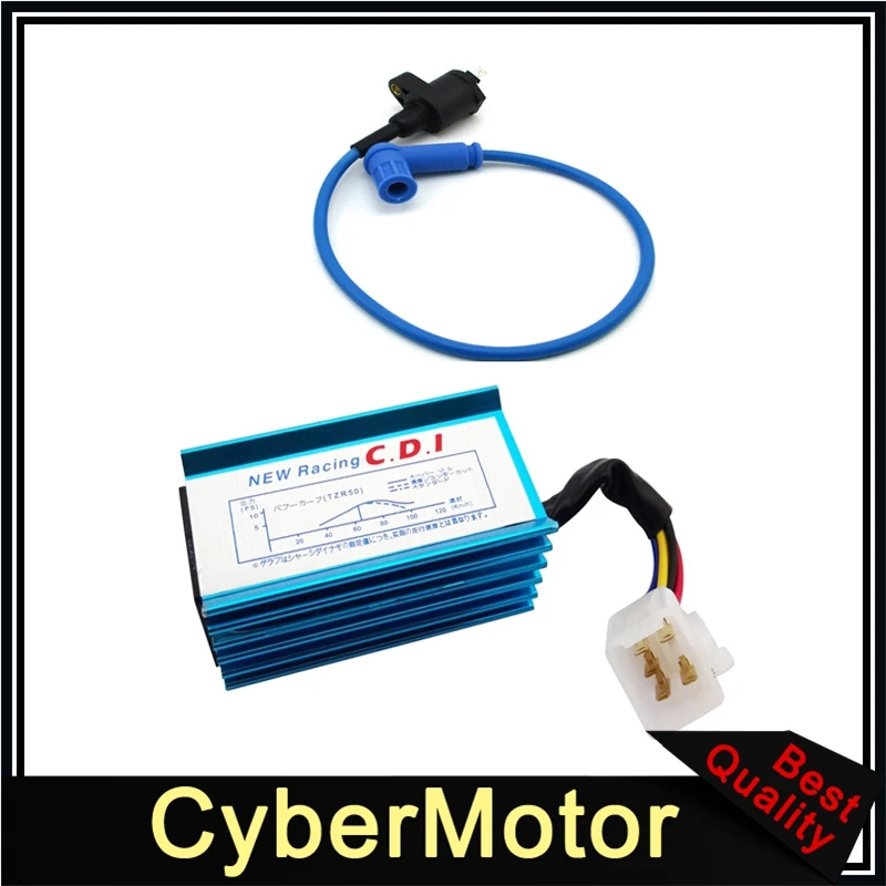 Катушка зажигания для гоночных гонок синего цвета + 5pin CDI переменного тока 50cc 70cc