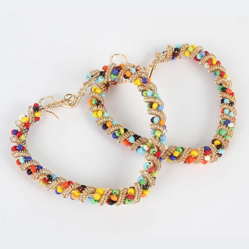 Разноцветный бисер плетеные серьги модные богемные круглые квадратные