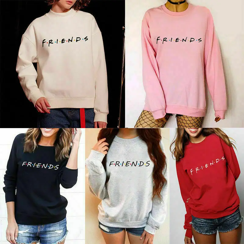 Womens Mens Hoodie Sweatshirt FRIENDS Print Hoody Coat Ladies Pullover Top Loose Casual Womens Jumper Pull Femme