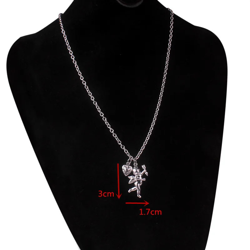 cupid heart di033 Цепочка Из Нержавеющей Стали 3 мм, Трендовое ожерелье с головой ангела, кролика, тигра, ожерелье с единорогами для женщин, унисекс, ювелирное изделие, новое ожерелье в стиле панк с пламенем - Окраска металла: cupid heart di033
