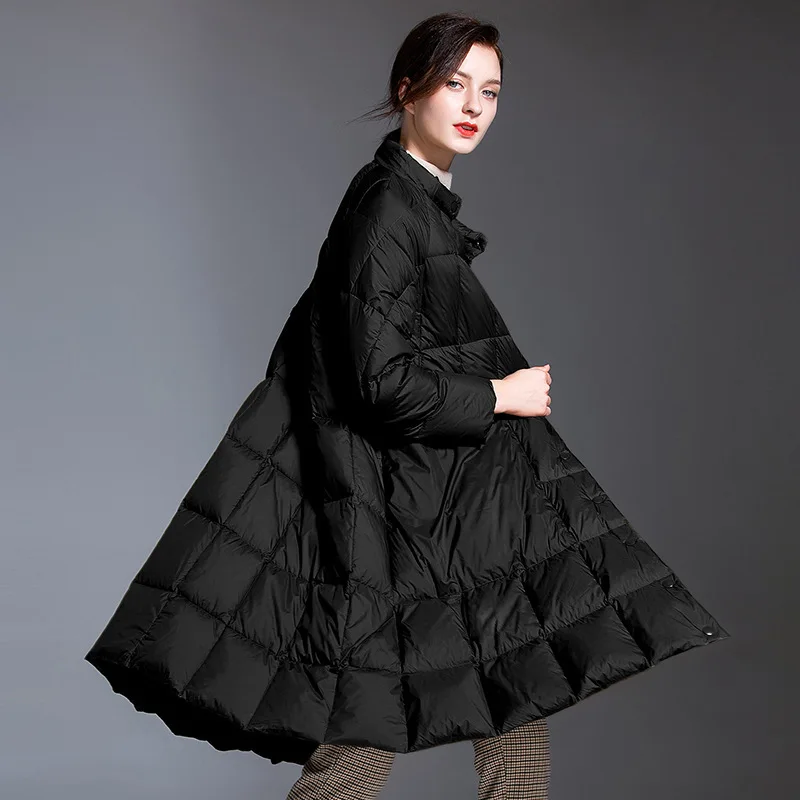 Женский пуховик оверсайз длинная парка на белом утином пуху зимняя куртка 2019 |