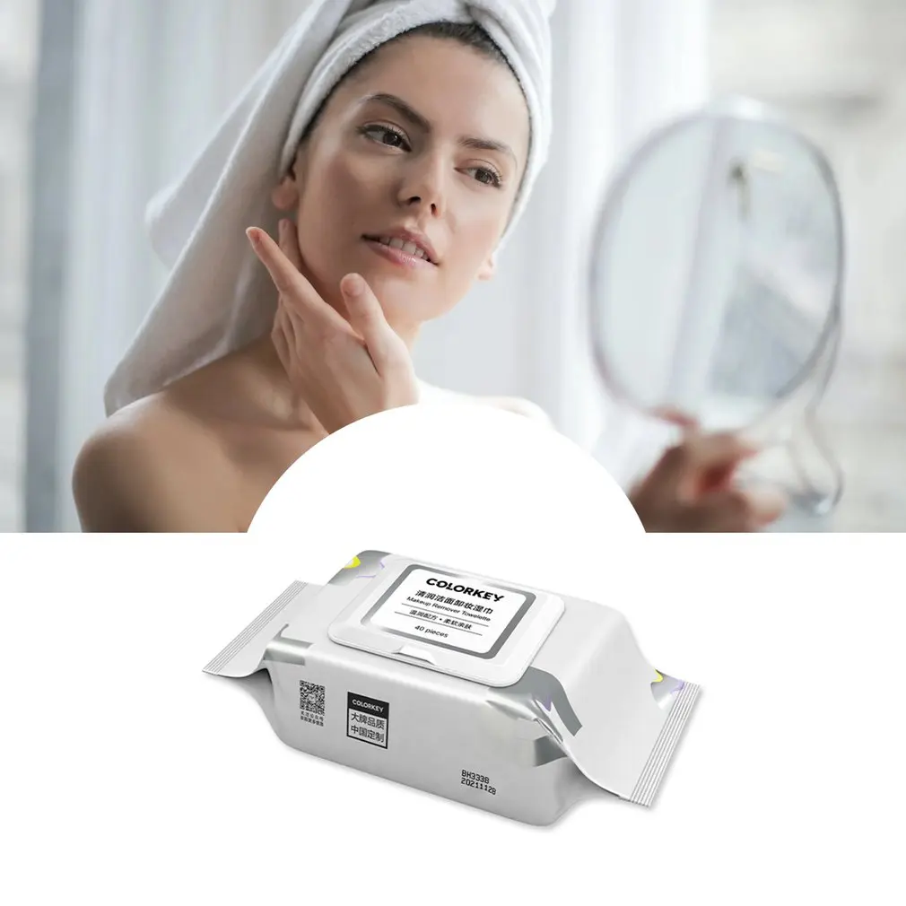 

40pcs Make Up Remover Portable Mild Wet Wipes Moist Deep Cleaning Cotton Refreshing Cosmetics Remove Makeup