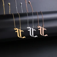 lateefah custom initial letter old english font stainless steel pendant necklaces personlized christmas present festivalnecklace