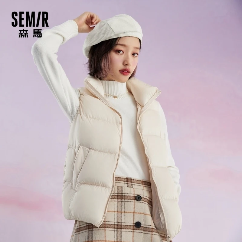 

SEMIR Women down vest short stand-up collar warm sleeveless jacket lightweight autumn and winter new vest stacking