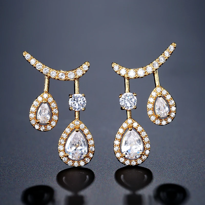 Gold Color 2 UILZ, трендовые Женские Висячие серьги с квадратным кубическим цирконием, вымощенные для женщин, для вечеринки, для свадьбы, UE2031 - Окраска металла: Gold Color 2