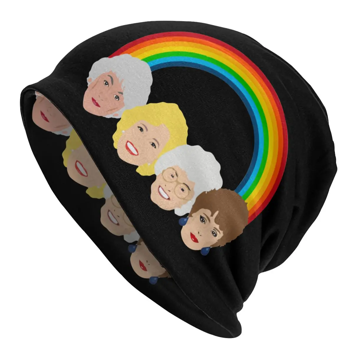 

The Golden Girls LGBT Pride Design Bonnet Hat 80s Friend TV Knitting Hats Vintage Street Skullies Beanies Hat Warm Dual-use Cap