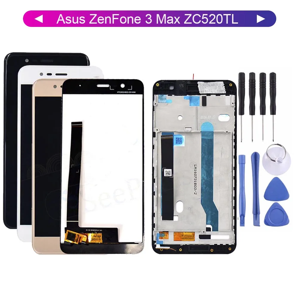 ЖК-дисплей с дигитайзером для Asus Zenfone 3 Max ZC520TL сенсорная панель в сборе рамкой и