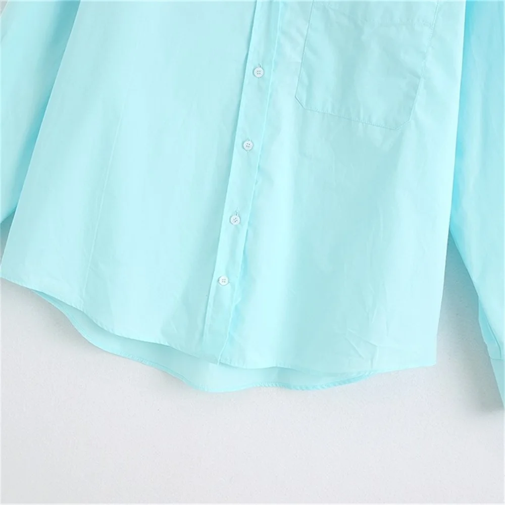 

020 summer women's new lapel long-sleeved young age fresh and simple white casual pocket decoration loose shirt